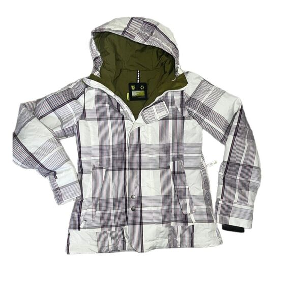 Burton dryride thermore white purple plaid coat size large - Picture 1 of 11